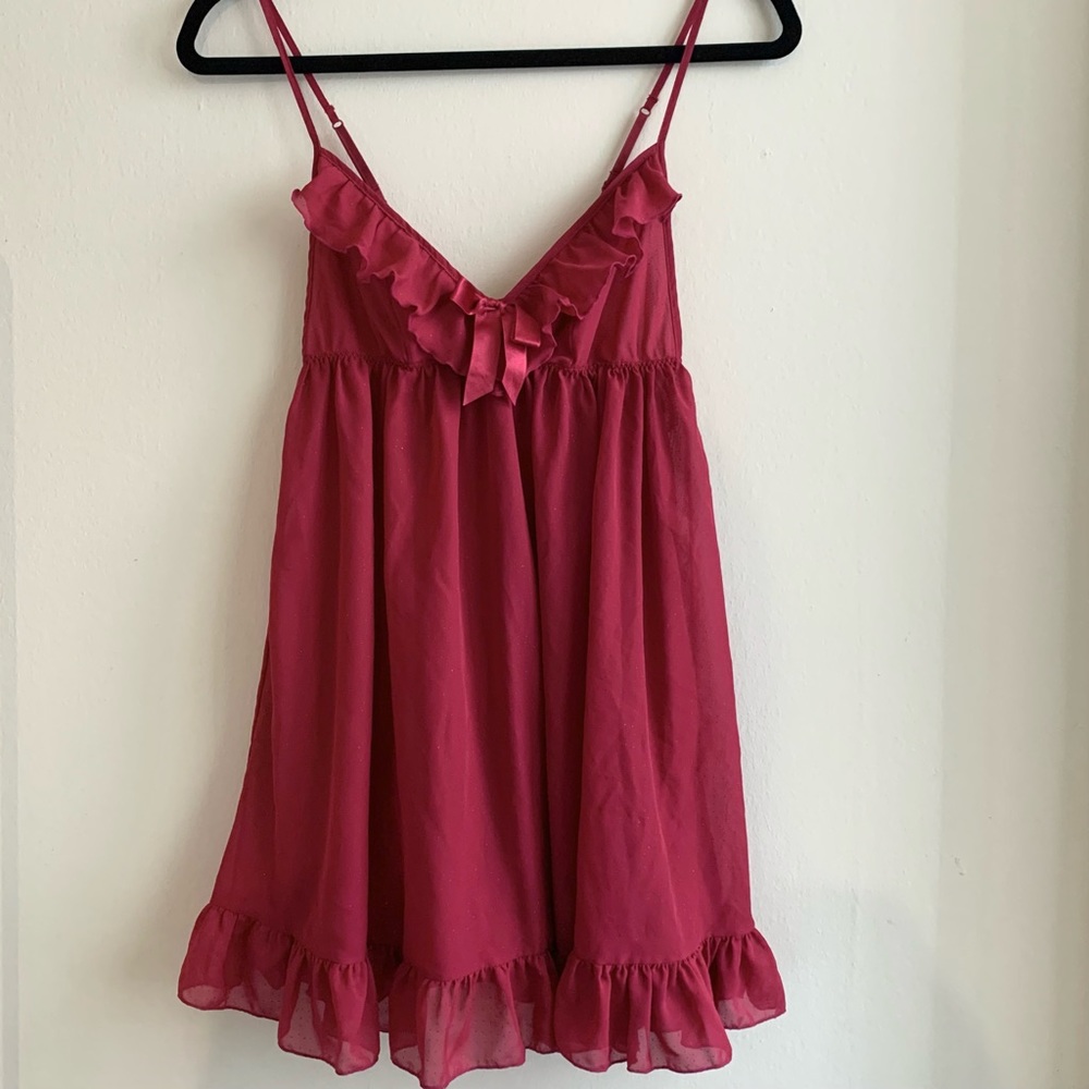 H&M Sheer Pink Ruffle Polka Dot Babydoll Lingerie